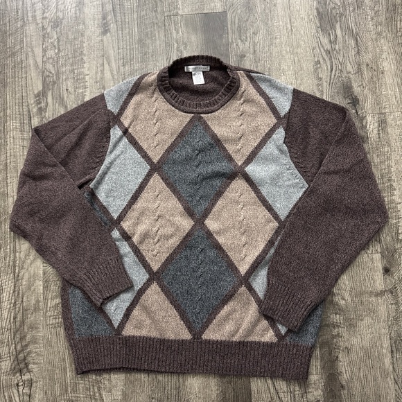 Vintage Argyle Grandpa Patterned Knit Sweater - Picture 1 of 4